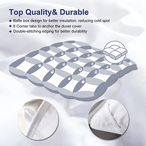  Globon Goose Down Comforter King Size All Season Duvet Insert Ultra-Soft 100% Cotton, 45OZ,650 Fill Power, Medium Warmth With Corner Tabs, White.…