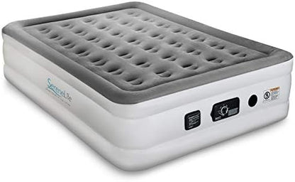  Serene Life Built In ComfortCoil Technology & Internal High Capacity Pump | Elevated Raised Air Mattress Quilt Top 1-Year Guarantee Twin Size, Gray