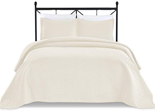  Basic Choice 3-Piece Light Weight Oversize Quilted Bedspread Coverlet Set - Black, King / California King