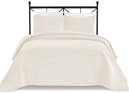  Basic Choice 3-Piece Light Weight Oversize Quilted Bedspread Coverlet Set - Black, King / California King