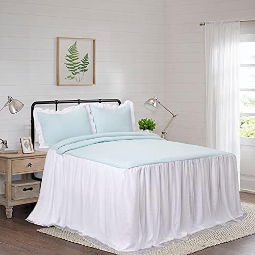  3 Piece Ruffle Skirt Bedspread Set King - Camel 30 Inches Drop Ruffled Style Bed Skirt Coverlets Bedspreads Dust Ruffles - Bedding Collections King Size - 1 Bedspread, 2 Standard Shams (Echo)