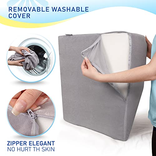  Healthex Leg Elevation Pillow With Memory Foam Top - Elevated Leg Rest Pillow For Circulation, Swelling, Kneef - Wedge Pillow For Legs, Sleeping, Reading, Relaxing - Removable Washable Cover (8 Inch)