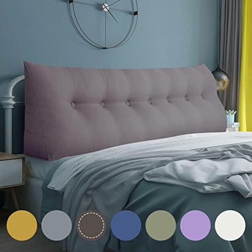  WOWMAX Large Bolster Triangular Headboard Pillow Twin Dorm Headboard Twin XL Bed Wedge Pillow For Headboard Bolster Pillow For Bed With Removable Cover, Gray Polyester Linen Blend Twin