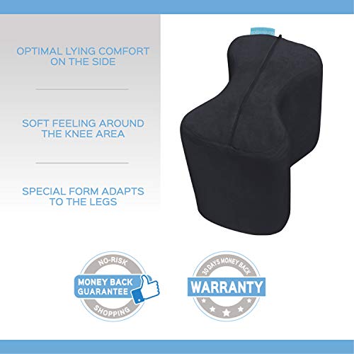  Bonmedico Knee Pillow Knee Support - Home Office Side Sleeper Pillow For Between Legs When Sleeping, Soft Memory Foam Made For Sciatica Pain Relief And Back Pain Relief, Black