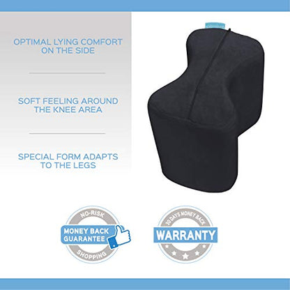  Bonmedico Knee Pillow Knee Support - Home Office Side Sleeper Pillow For Between Legs When Sleeping, Soft Memory Foam Made For Sciatica Pain Relief And Back Pain Relief, Black