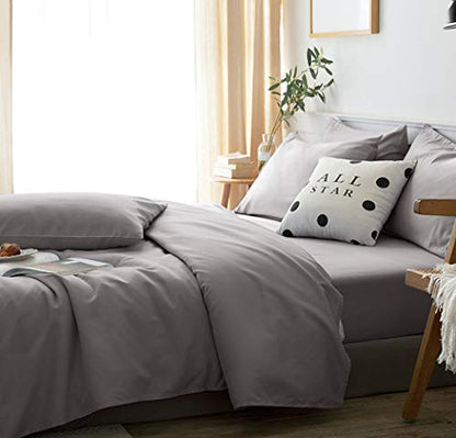  LBRO2M Bed Sheets Set Full Size 6 Piece 16 Inches Deep Pocket 1800 Thread Count 100% Microfiber Sheet,Bedding Super Soft Comfortable, Cool Warm,（Grey）