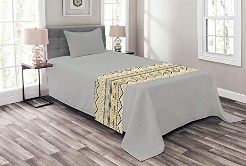  Ambesonne Yellow And Black Bed Runner, Prehistoric Design With Zig Zag Lines Stripes Chevron, Decorative Accent Bedding Scarf For Hotels Homes And Guestrooms, Queen, Yellow Black And White