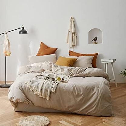  Cotton Full Queen Duvet Cover Simple Style Geometric Comforter Quilt & Pillow Protector Cover Sets 3 Pieces Khaki Black Beige Checkered Plaid Bedding Sets, 1 Queen Duvet Cover & 2 Pillow Shams