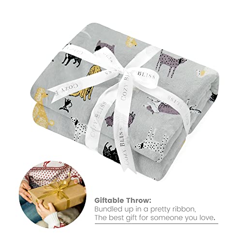  Cozy Bliss Dachshunds Throw Blanket French Bulldog Print Throw Border Collie Dog Print Blanket Ultra Soft Warm Lightweight Plush Blanket For Dog Lovers, Sitting Poodle 50"x60"