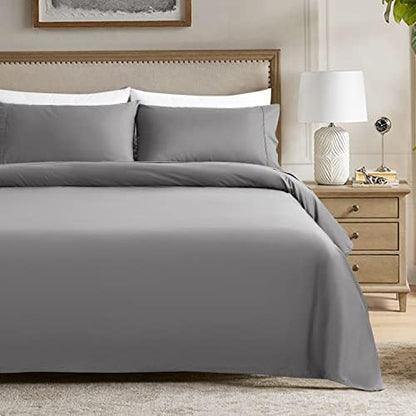  1200 Thread Count Cotton King Size Sheets, Luxury 5-Star Hotel 100% Egyptian Cotton Sheets Set, Sateen Weave For Soft Feel, Fits Mattress Upto 16" DEEP Pocket - 4 Piece(White, King)