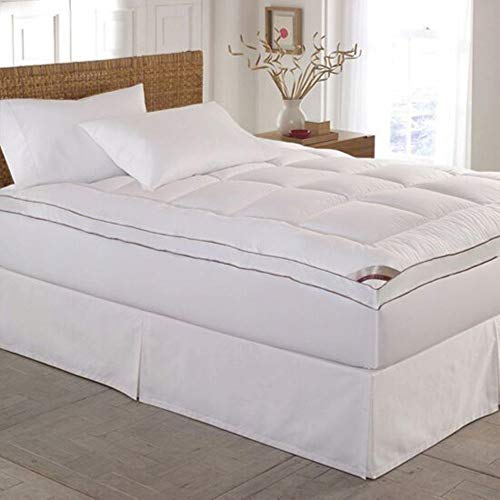  Kathy Ireland King Size Mattress Pad, Quilted Fitted Mattress Topper - Extra Thick Cotton Fiber Mattress Pad Cover - 2'' Thick Mattress Protector With 16 Inches Deep Pocket - White