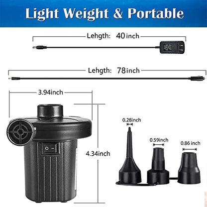  Lectric Air Pump, Portable Air Mattress Pump, Two-Way Universal Inflator Electric Pump For Inflatables Pool, Airbeds, Etc