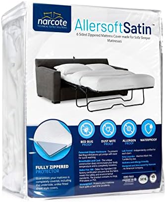  Allersoft| Queen Sleeper Sofa Mattress Cover With Secure Locking Zipper. Creates A Natural Seal On All Sides Of Your Pull-Out Sofa Mattress From Liquids, Dust, Pet Dander, Pollen & More