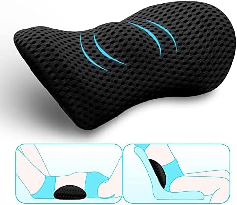  MIKIROY Lumbar Support Pillow For Office Chair And Car Seat, Memory Foam Lower Back Pillow, Neo Cushion For Low Back Pain Relief (Black, Mesh)