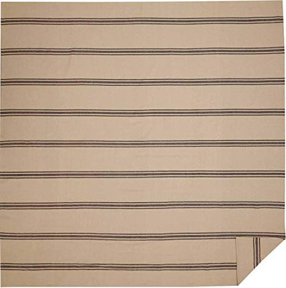  Mill House Stripe Black Queen Coverlet Bedspread, 94" L X 94" W, Oversized Woven Blanket, Farmhouse Primitive Grain Sack Stripe Bedding, Beige & Black