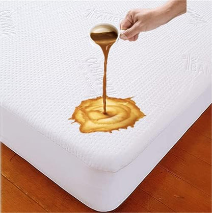  PURSHCLE Bamboo Waterproof Mattress Protector 3D Air Fabric Ultra Soft Breathable Mattress Pad Cover Comfort & Protection Phthalate & Vinyl-Free Noiseless. (RV Short Queen (60"X75"), Dark Gray)