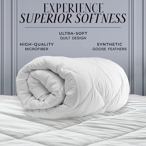  Italian Luxury Full/ Queen Size Comforter - 2100 Series Blanket, Down Alternative Insert W/ Corner Tabs - Home Bedding - 89"x89" White