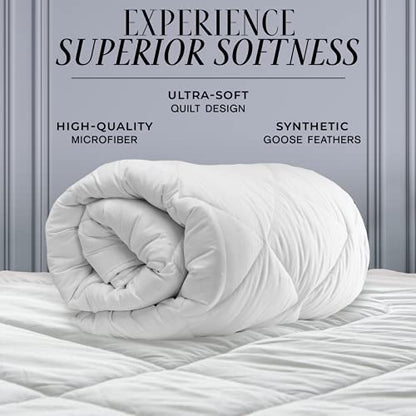  Italian Luxury Full/ Queen Size Comforter - 2100 Series Blanket, Down Alternative Insert W/ Corner Tabs - Home Bedding - 89"x89" White