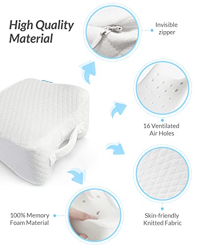  ZIKEE Knee Pillow For Side Sleeper, Memory Foam Leg Pillow Designed For Americans, Cooling Pillow With Ergonomic Design For Sciatica, Hip & Back, Knees Joints Pain Relief, With 2 Washable Pillowcases