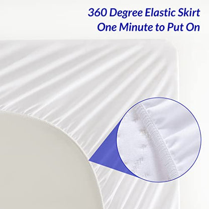  Queen Bed Size Waterproof Mattress Protector, Cooling Fitted Mattress Pad Cover, Up To 18'' Deep Pocket, With Breathable 3D Air Fabric