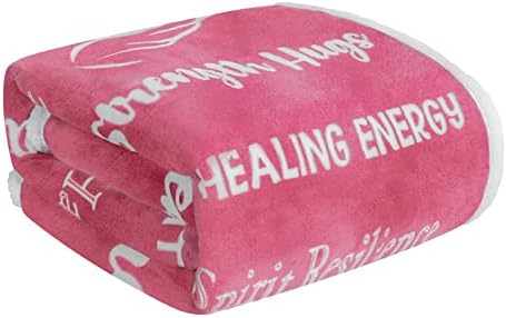 Breast Cancer Gifts For Women Fleece Healing Thoughts Blanket Super Soft & Warm Get Well Breast Cancer Blanket Sympathy Gift With Inspirational Positive Energy (50"x60", Pink)