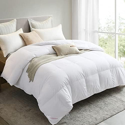  SNOWMAN Fluffy Down Comforter, Queen Size Duvet Insert With Durable Tactile Fabric Shell, 8 Duvet Ties And 3D Baffle Box Stitching, Pleasant To Touch And Easy To Care (Queen, 90x90 Inches)