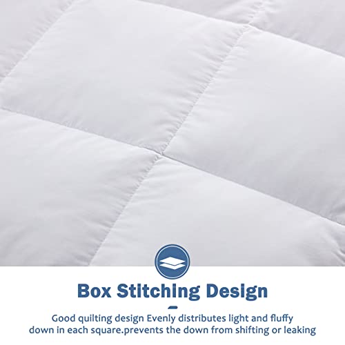  Down Blanket King Size | Extra Lightweight Summer Cooling Bed Comforter | 90% Real Goose Down Quilt, Noiseless & Extra Soft Thin Duvet With Satin Trim, 425 Thread Count, White
