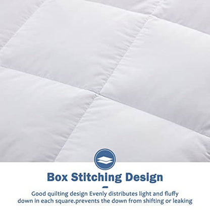  Down Blanket King Size | Extra Lightweight Summer Cooling Bed Comforter | 90% Real Goose Down Quilt, Noiseless & Extra Soft Thin Duvet With Satin Trim, 425 Thread Count, White