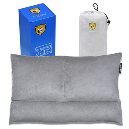  FOXSEON Camping Pillow - Travel Pillow, Pillowcase Wraps A Cylindrical Pillow And Two Square Pillows, Support Neck Pillow For Sleeping And Traveling (Gray)