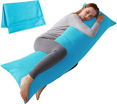  Body Pillow With Pillowcase-Soft Long Bed Pillow For Adults-Breathable Full Body Pillow Insert For Sleeping,20x54inches-Black
