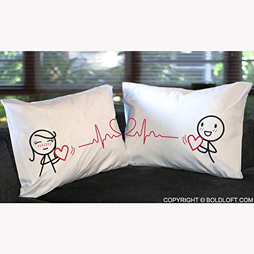  BoldLoft Love You Every Beat Of My Heart Couple Pillowcases-Gifts For Couples Anniversary Engagement Wedding Gifts For Bride Groom Boyfriend Girlfriend Gifts For Christmas Valentines Day Birthday