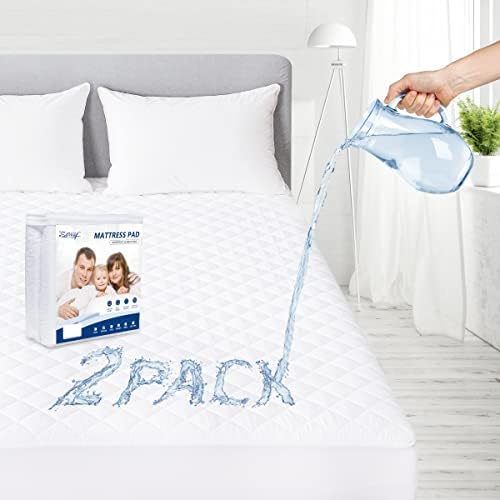  Twin Size 100% Waterproof Quilted Fitted Mattress Pad, Breathable Noiseless Mattress Protector, Soft Mattress Cover, Deep Pocket Stretch Up To 21" Alternative Filling