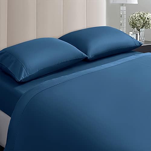 100% Egyptian Cotton Sheets Queen Size,1000 Thread Count Luxury Heavy Bed Sheets Set,Very Smooth Soft With 18" Deep Pocket Sheets 4 Pc Set (White, Queen)