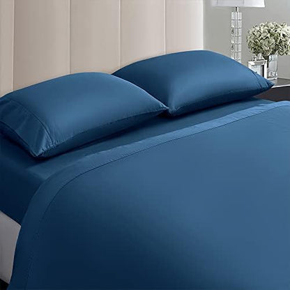 100% Egyptian Cotton Sheets Queen Size,1000 Thread Count Luxury Heavy Bed Sheets Set,Very Smooth Soft With 18" Deep Pocket Sheets 4 Pc Set (White, Queen)