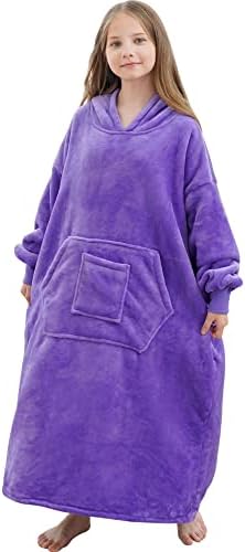  Oversized Wearable Blanket Sweatshirt For Women Men,Warm Cozy Fleece Sherpa Hooded Blanket With Deep Pockets For Adult Kids