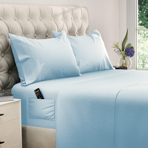  DREAMCARE Twin XL Sheets 4pcs XL Twin Sheet Set Twin XL Fitted Sheet Extra Long Twin SheetsSoft & Long Lasting 100% Fine Brushed Microfiber Polyester With Side Pocket, Gray
