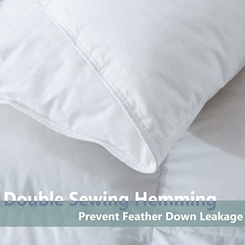  White Feather Down Comforter Queen Size-Luxurious Warmth Hotel Collection Comforter,100% Cotton Cover-All Season Duvet Insert With Corner Tabs-Queen Size 90x90 Inch