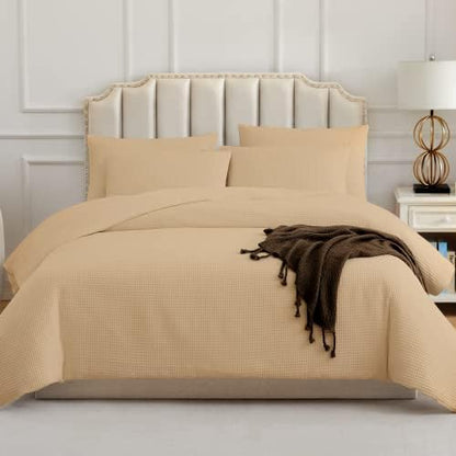  Waffle Duvet Cover King - Cooling Duvet Cover - Cotton Waffle Weave Duvet Cover Set With 1 King Duvet Cover And 4 Pillowcases - White Duvet Cover King Size - Cotton Duvet Cover (King, 104x90'' White)
