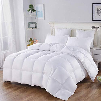  Acanva Twin Down Alternative Comforter-- All-Season Quilted Lightweight Comforter Duvet Insert Twin With 300GSM Soft Microfiber Fill Machine Washable, White, Diamond Stitched Twin
