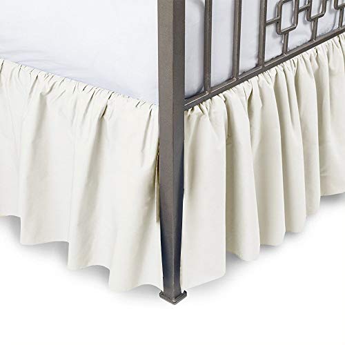  Uffled Bed Skirt With Split Corners - Ivory, Twin BedSkirt, Gathered Style Easy Fit Up To 15 Inch Drop, Wrap With Platform Three Sided Coverage Ruffle Bed Skirts (Ivory Twin)