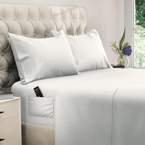  DREAMCARE Twin XL Sheets 4pcs XL Twin Sheet Set Twin XL Fitted Sheet Extra Long Twin SheetsSoft & Long Lasting 100% Fine Brushed Microfiber Polyester With Side Pocket, Gray
