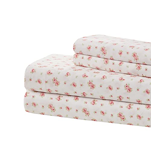  Modern Threads Soft Microfiber Rose Printed Sheets - Luxurious Microfiber Bed Sheets - Includes Flat Sheet, Fitted Sheet With Deep Pockets, & Pillowcases
