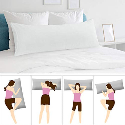  PiccoCasa 2 Packs Body Pillow Case, 110 GSM Brushed Microfiber Pillowcases No Zipper, Soft Full Body Pillow Covers For Long Pillows Body(20"x54") Snow White