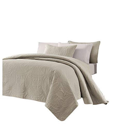  Austin 3-Piece Oversized Bedspread Coverlet Set (King, Khaki)