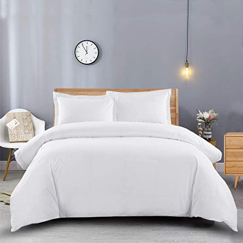  Heavy Soft 100% Cotton Flannel Duvet Covers, 3 Pieces Duvet Cover Set, Button Closer, Thick, Heavy And Ultra Soft Cotton Flannel, White, King/California-King