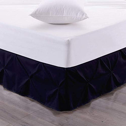  Pinch Pleated Split Corner Bed Skirt 100% Egyptian Cotton 600 Thread Count 15 Inch Drop Luxurious Decorative & Easy To Wash Wrinkle & Fade Resistant (King, White)