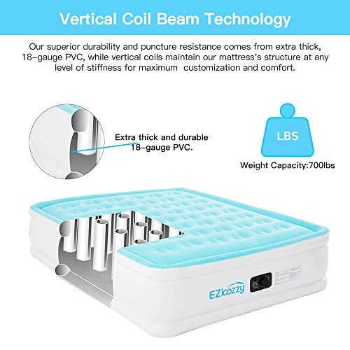  Air Mattress With Built-in Pump Raised Single Inflatable Bed-Puncture Resistant Airbed With Waterproof Flocked Top, Home & Portable Trave - Easy To Inflate/Quick Set UP (Twin)
