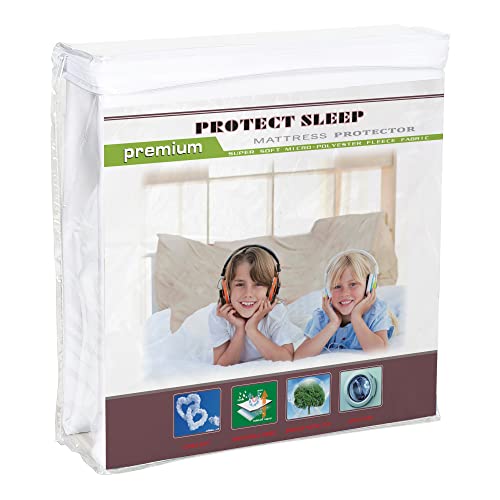  , Ultra Soft-Premium Zippered Mattress Protector Cover, Water Proof, Breathable And Noiseless, Fits Mattress 6 To 9-Inch, Twin, White