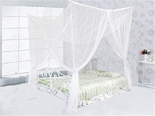  Yanglovele 4 Corner Post Bed Canopy Mosquito Net White Full Queen King Size Netting Bedding Large Size Small Hole