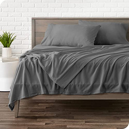  Bare Home Super Soft Fleece Sheet Set - Twin Extra Long Size - Extra Plush Polar Fleece, No-Pilling Bed Sheets - All Season Cozy Warmth (Twin XL, Grey)